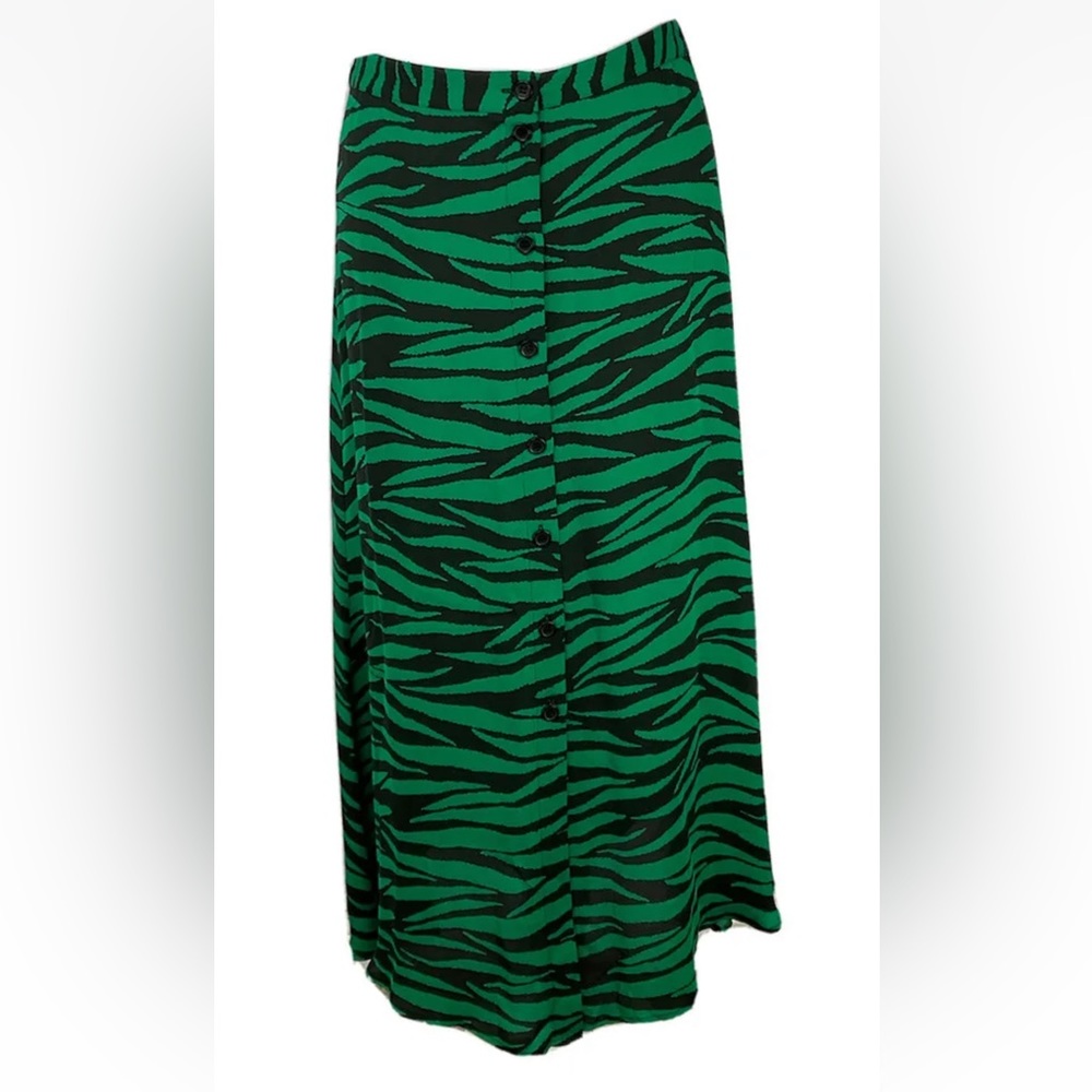 WHISTLES Animal Zebra Striped Print A Line Midi Buttoned Skirt UK 10 - Picture 1 of 10